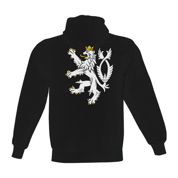 Pánská mikina s kapucí Just Hoods s potiskem Český lev na zádech